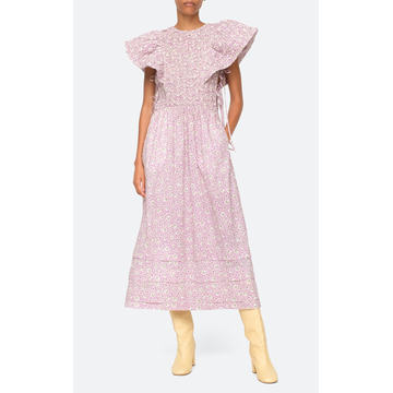 Ida Print Smocked Cotton Midi Dress