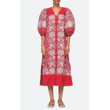 Theodora Paisley Quilted Cotton Midi Dress