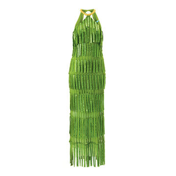 Fringed Halterneck Midi Dress