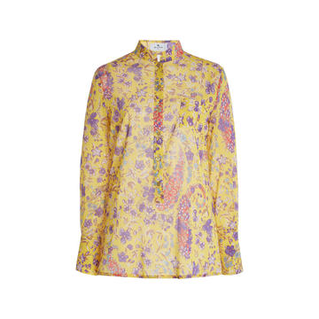 Lotus Floral-Print Silk-Blend Shirt