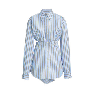 Striped Cutout Cotton Shirt