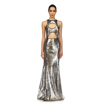 Cut Out Sequin Gown