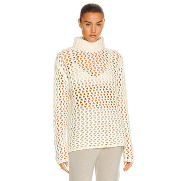 Cross Net Cashmere Turtleneck Sweater