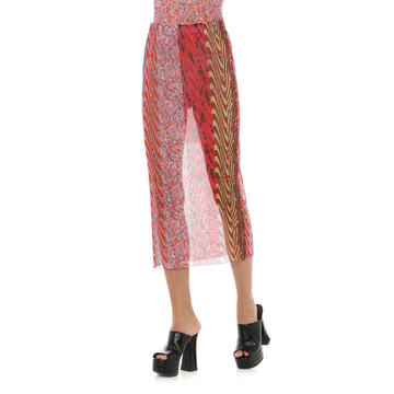 Printed Tulle Midi Skirt