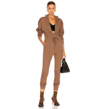 Red-Eye French Terry Zip Front Jumpsuit