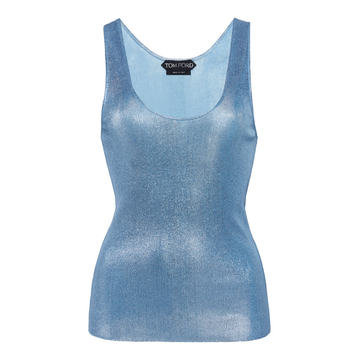 Metallic Cashmere And Silk-Blend Scoop Tank Top