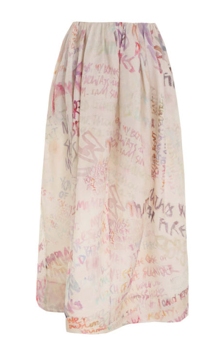 Dancer Linen-Silk Printed Maxi Skirt展示图