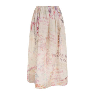 Dancer Linen-Silk Printed Maxi Skirt