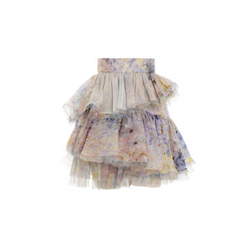 Rhythmic Tiered Silk-Linen Mini Skirt