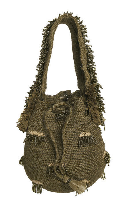 Woven Raffia Frill Top Handle Bag展示图