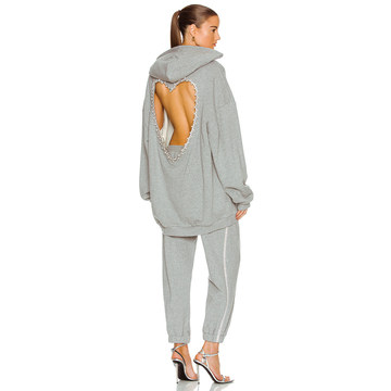 Heart Cutout Oversized Hoodie