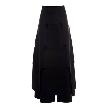 Woven Paneled A-Line Maxi Skirt