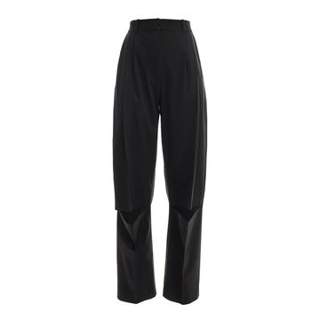 Spliced Wool-Blend Straight-Leg Pants