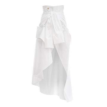 Sleeve-Effect Cotton-Blend Midi Skirt