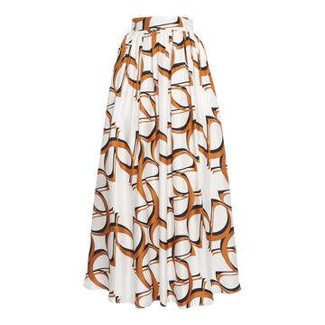 Printed Silk-Blend Midi Skirt