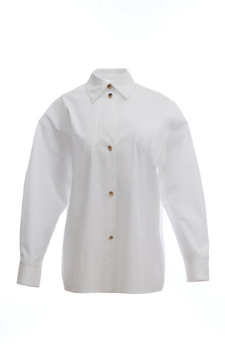 Collar-Cutout Stretch-Cotton Shirt展示图