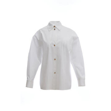 Collar-Cutout Stretch-Cotton Shirt