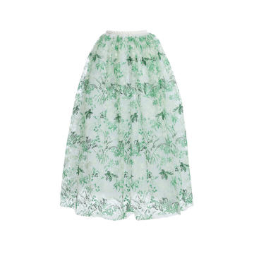 Embroidered Organza Maxi Skirt