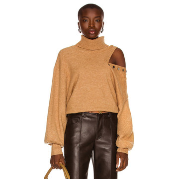 Blake Button Cashmere Blend Turtleneck Sweater