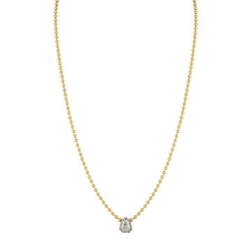 One of a Kind 18K Yellow Gold Connexion Diamond Necklace with Pave Frame