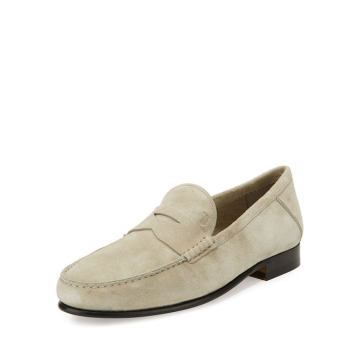 Gommini Suede Penny Loafer, Ivory