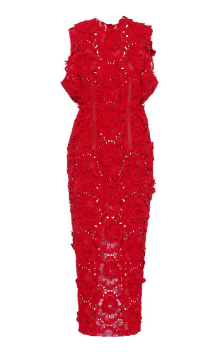 Guipure Rose Cotton-Blend Midi Dress展示图