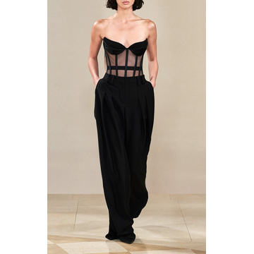 Sculptural-Cup Sheer Corset Top