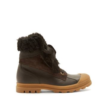 Parker shearling-trimmed leather boots