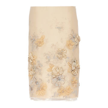 Embellished Satin Midi Skirt