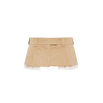 Exposed-Pocket Pleated Chino Mini Skirt