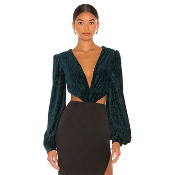 Textured Velvet Cutout Bodysuit