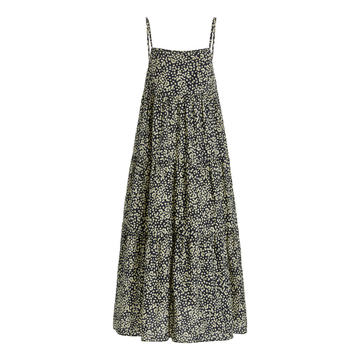 Daisy-Print Tiered Organic Cotton Maxi Dress