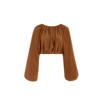 Gathered Silk Cropped Top