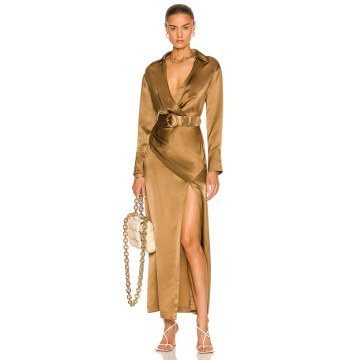 Electra Deep V Crossover Gown