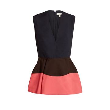 Colour-block peplum cotton top