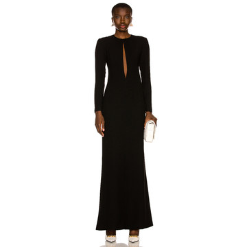 Front Cutout Long Sleeve Maxi Dress