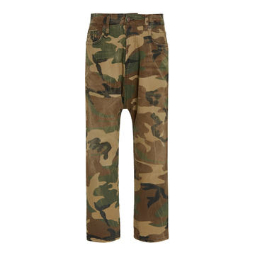 Camouflage-Print High-Rise Straight-Leg Pants