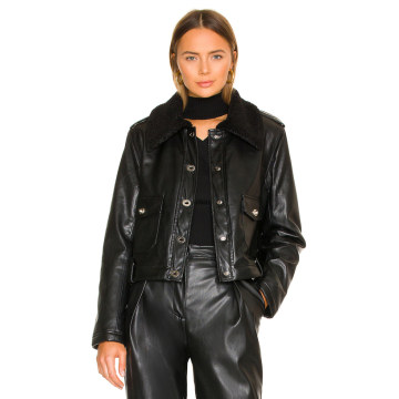 Callie Vegan Leather Sherpa Jacket