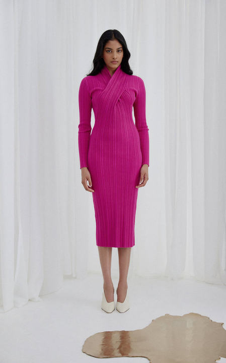 Windsor Twisted Ribbed Knit Midi Dress展示图