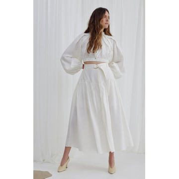 Winrose Belted Linen-Blend Maxi Skirt