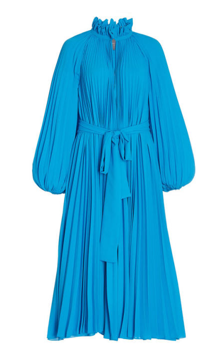 Pliss�� Crepe High-Neck Midi Dress展示图
