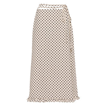 Tie-Detailed Polka-Dot Silk Midi Skirt