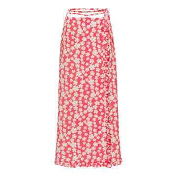 Tie-Detailed Floral Silk Maxi Skirt