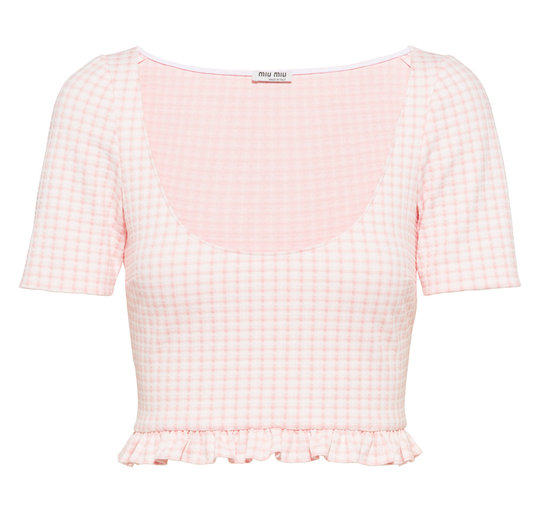 Ruffled Checked Jersey Crop Top展示图