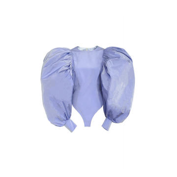 Taffeta Bubble-Sleeve Bodysuit