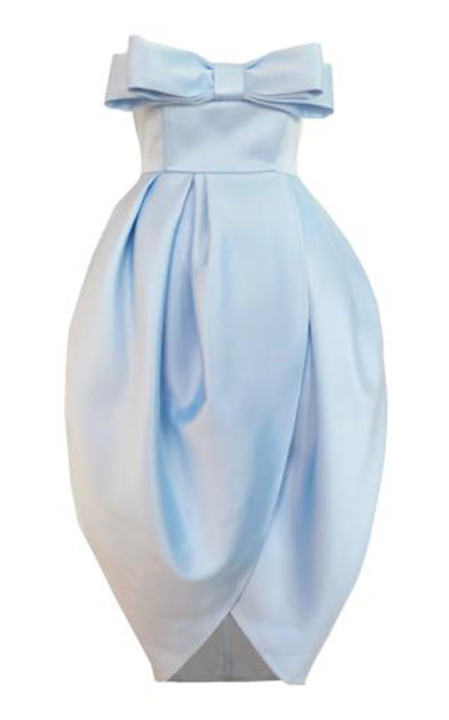 Bow-Detailed Satin Strapless Midi Dress展示图