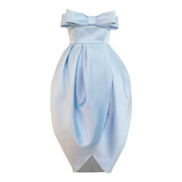 Bow-Detailed Satin Strapless Midi Dress