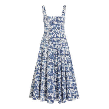 Wells Toile-Print Stretch-Cotton Midi Dress