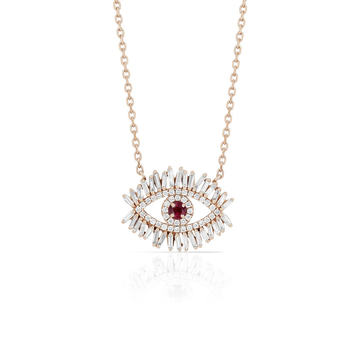 18K Rose Gold Pink Sapphire Eveil Meye Necklace