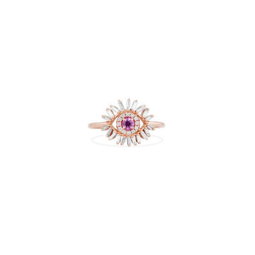 18K Rose Gold Mini Pink Sapphire Eveil Eye Ring